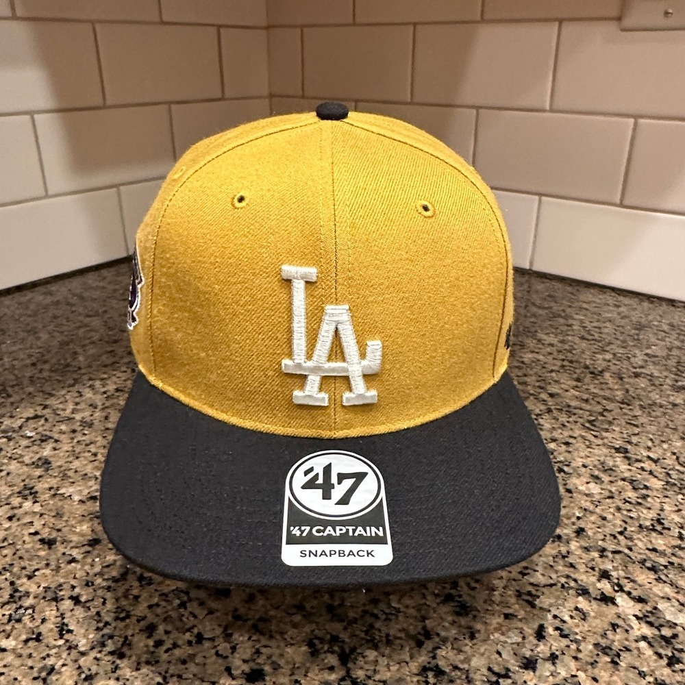 Los Angeles Dodgers '47 Captain Snapback Hat Gold Black Purple OSFA New